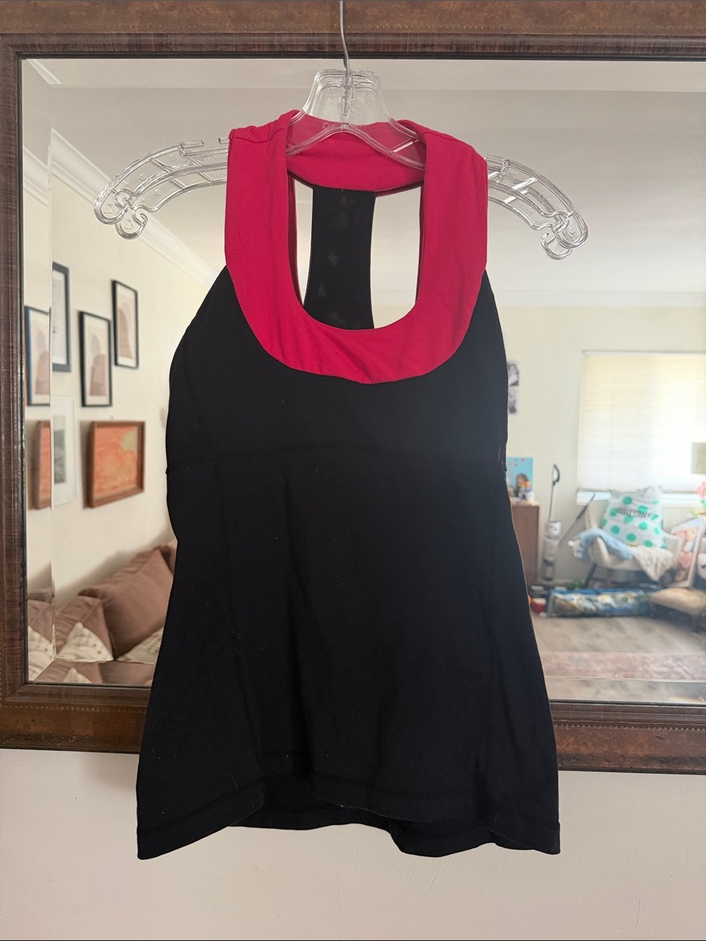 Lululemon Size 6 Womens Black pink Square Neck Athletic Racer Back Tank Top